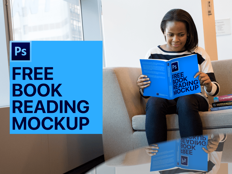 Book Cover Design Mockup Girl Reading a Book