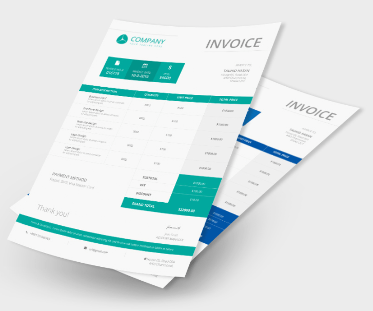 Company Invoice Free PSD