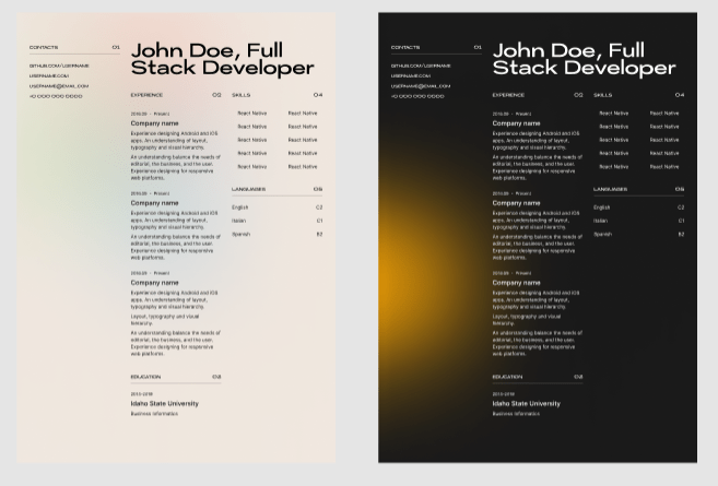 CV Resume Template Figma