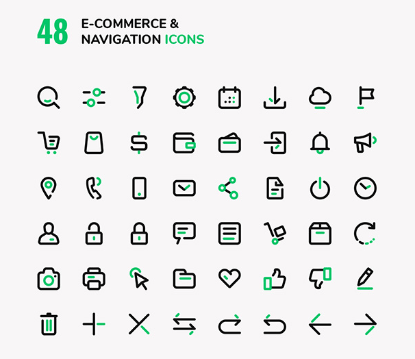 E-commerce & Navigation Vector Icons Set