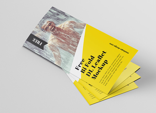 Free bi-fold DL brochure mockup