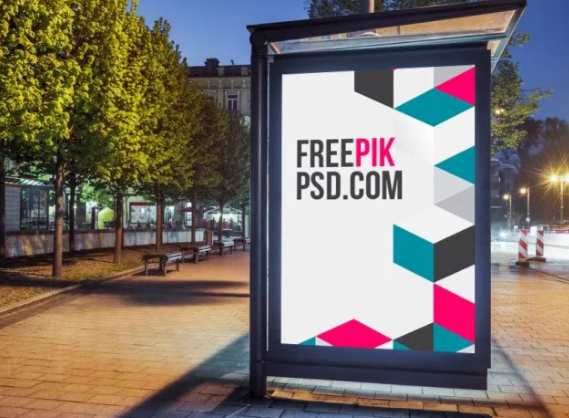 Free Bus Stop Poster Mockup