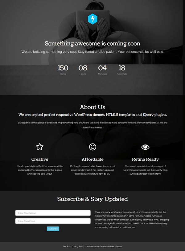 Free Coming Soon Responsive Template (Bootstrap3)