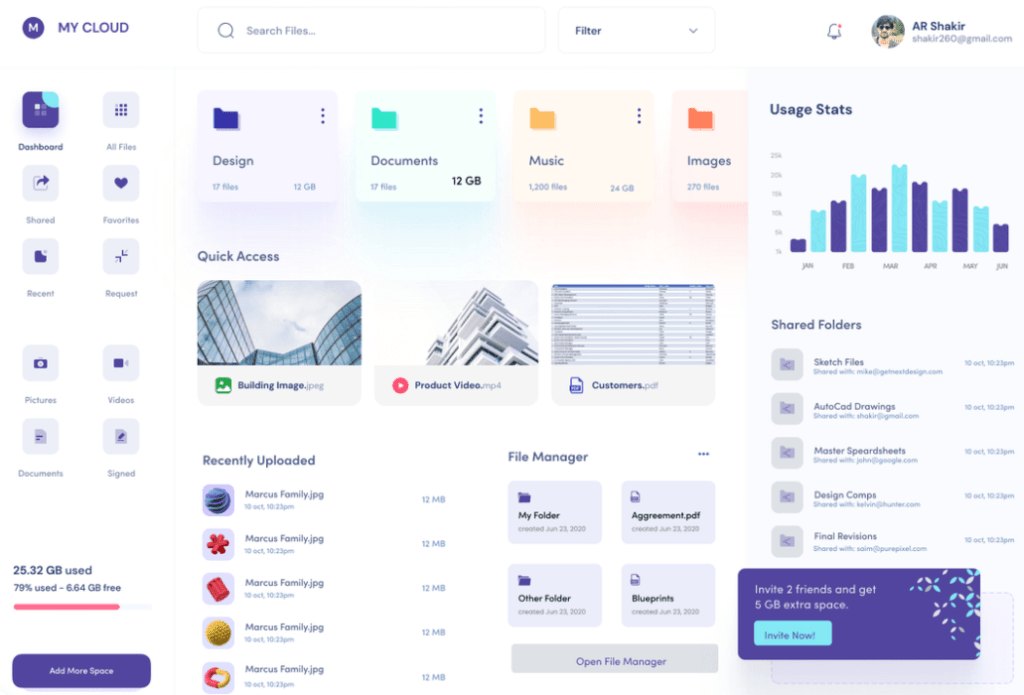 Free Dashboard UI For Cloud File Storage