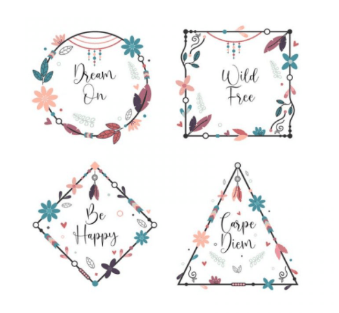 Free Flat Design Boho Frame Vector Collection