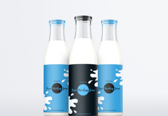 Free Milk Glass Bottle Mockup 2018