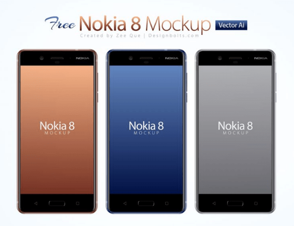 Free Nokia 8 Android Smartphone Mockup