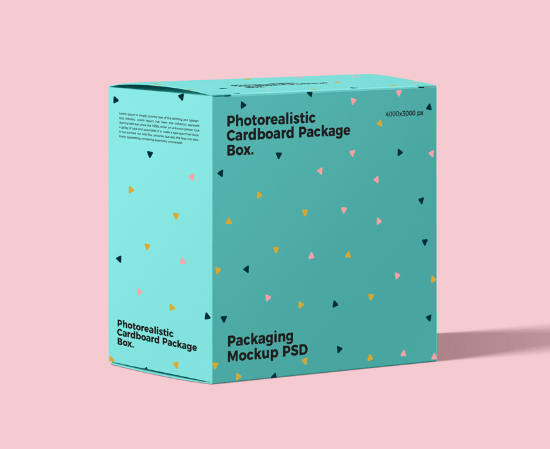 Free Photorealistic Cardboard Package Box Mockup PSD