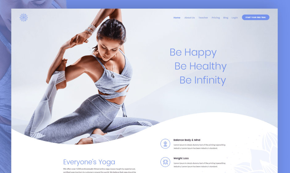 Free Yoga Web Design PSD Template
