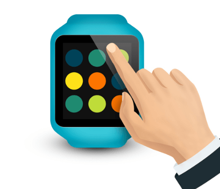 Hand touching smartwatch PSD template-min