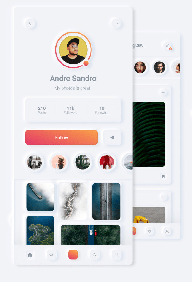 Instagram Neumorphic Redesign Concept