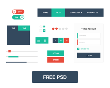 Minimal Flat Styled UI Kit PSD