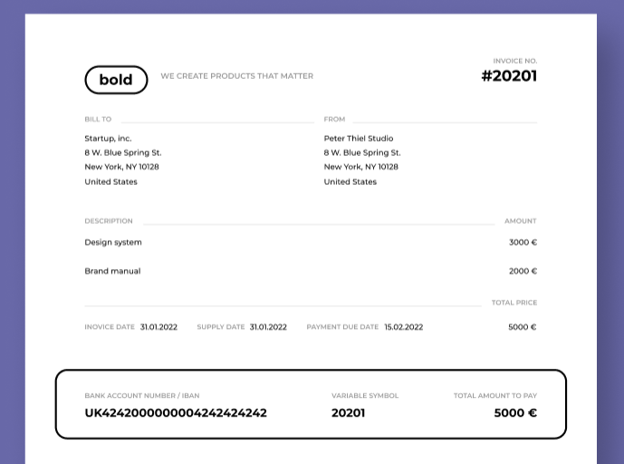 Minimal Invoice Design Figma