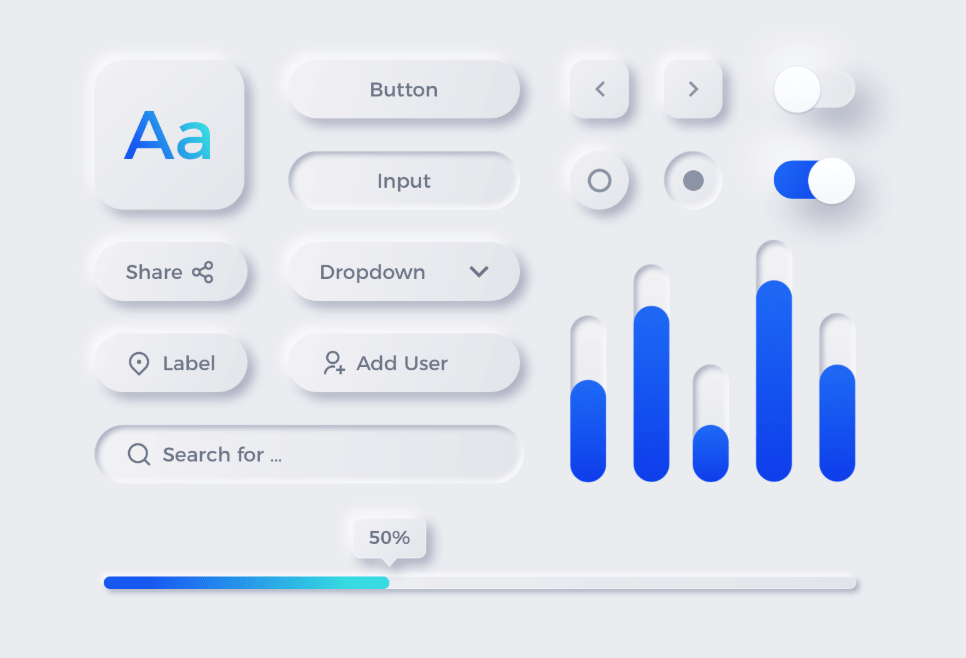 Neumorphic UX UI Elements