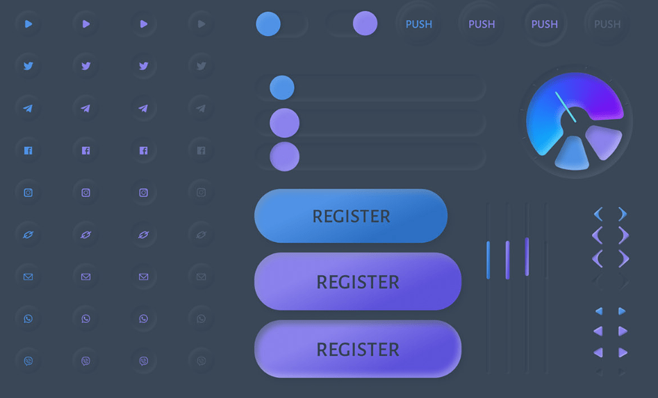 Neumorphism Dark UI KIT