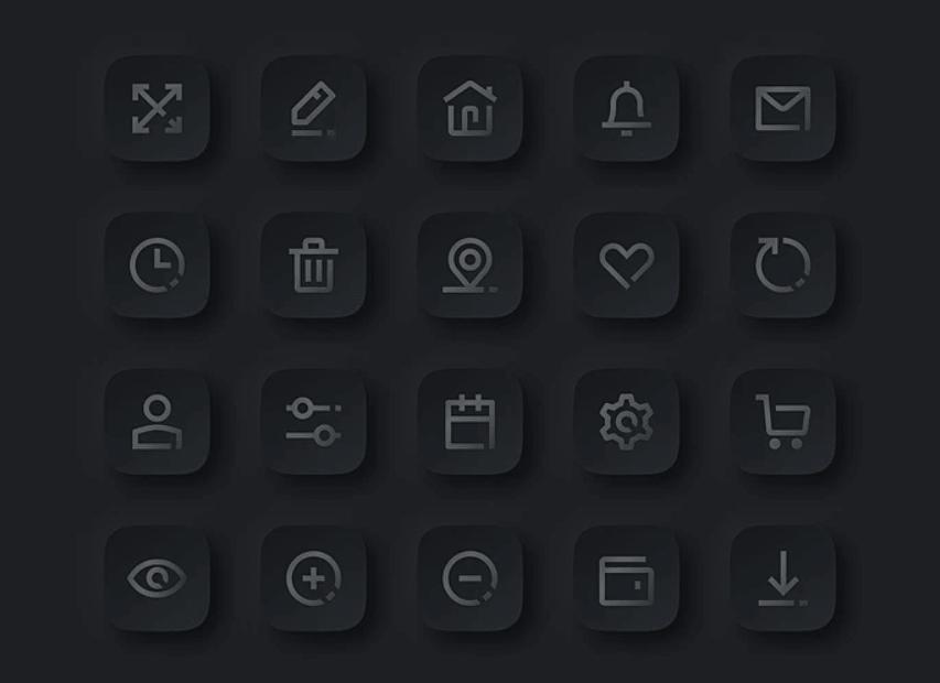 Neumorphism Free Icon Set