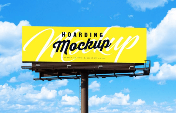 Outdoor Advertisement Blank Hoarding Billboard Mockup PSD