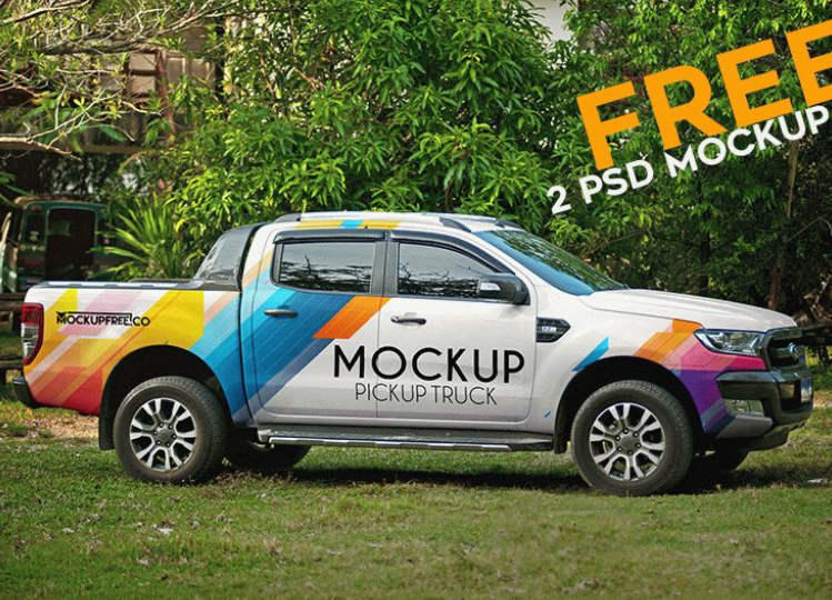 Pickup Truck – 2 Free PSD Mockups