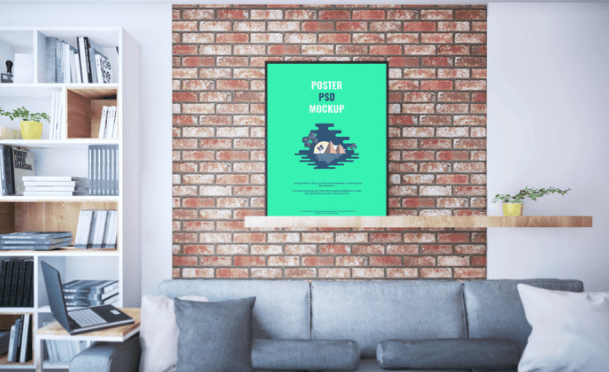 Poster On Shelf PSD Mockup