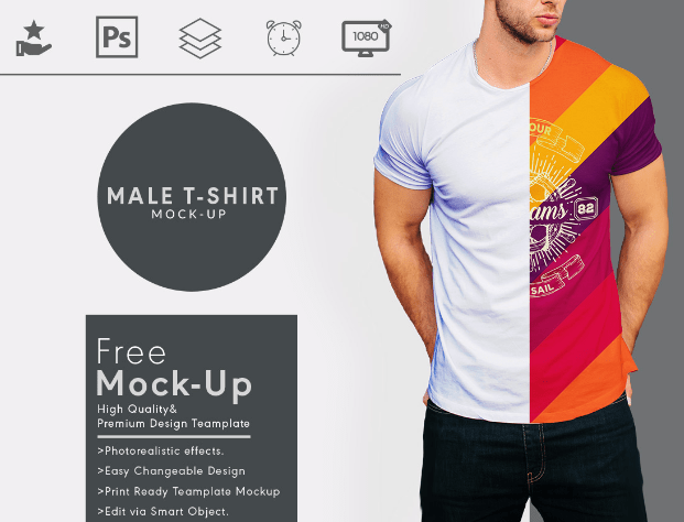 Round Neck Men T Shirt Mock Up