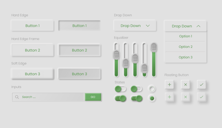 Skeumorphism UI Elements