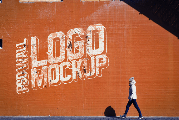 Street Wall Logo Mockup PSD